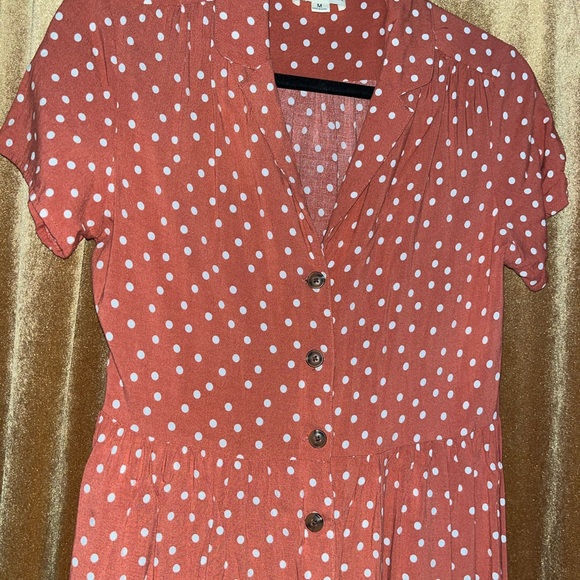 Indigo Rose Polka Dot Button Down Collar Dress - Picture 2 of 4